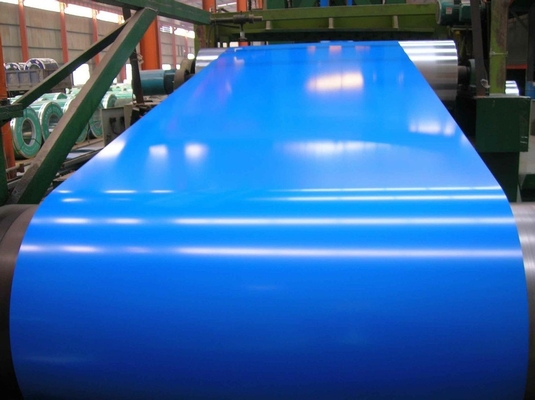 중국 강철 코일이 입힌 4개 피트 25um 페인트 색깔에 의하여 바다 파란 JIS G3312 CGCC G550 직류 전기를 통했습니다 공장